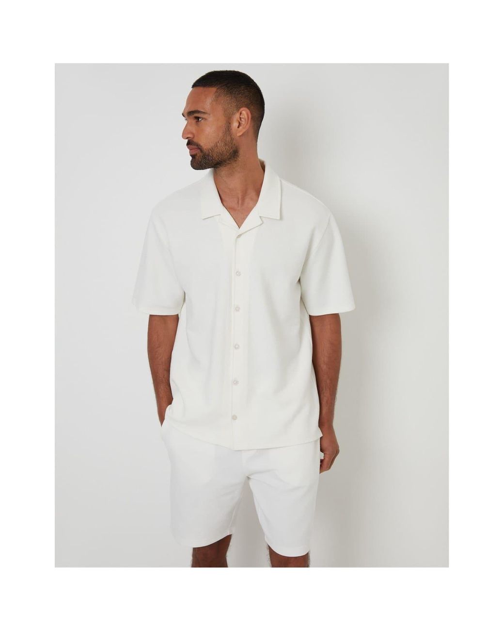 Threadbare White Embley Relaxed Fit Short Sleeve Shirt for men