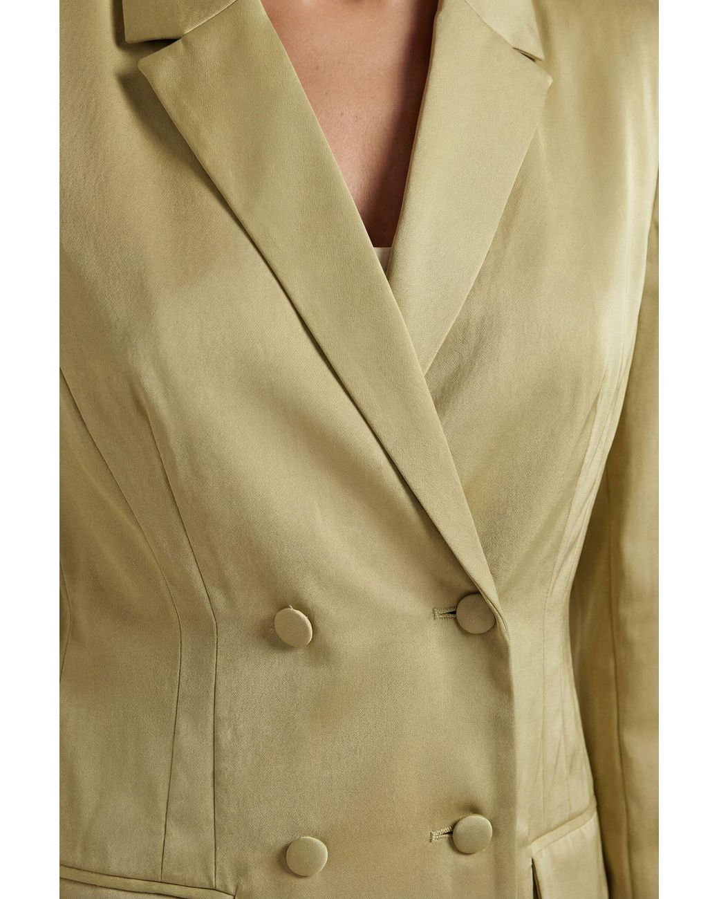 Wallis Yellow Satin Double Breasted Blazer Coord