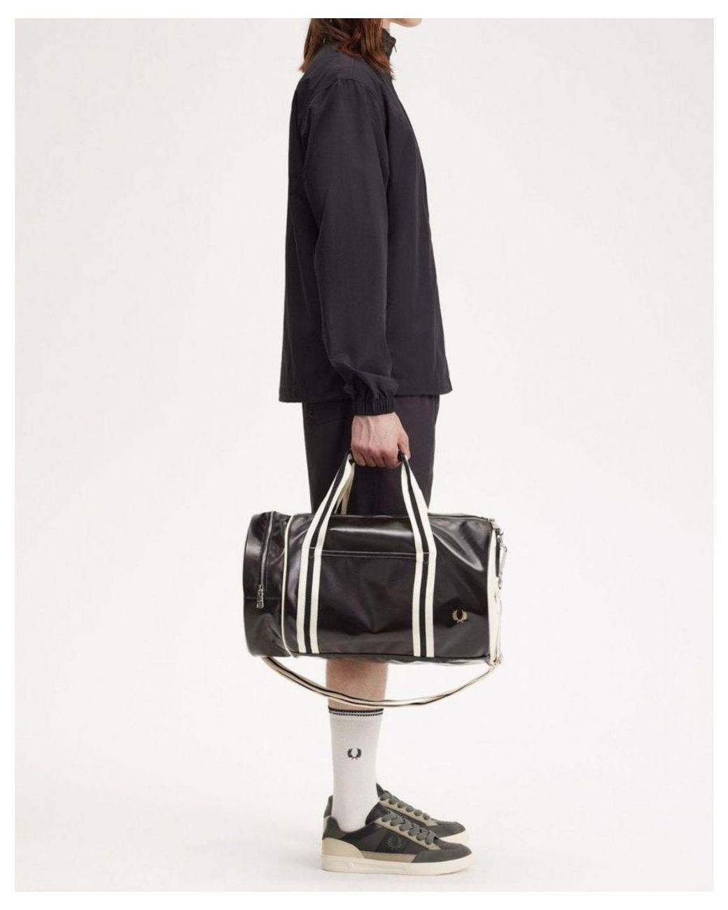 Fred Perry White Recycled Polyester Classic Barrel Bag for men