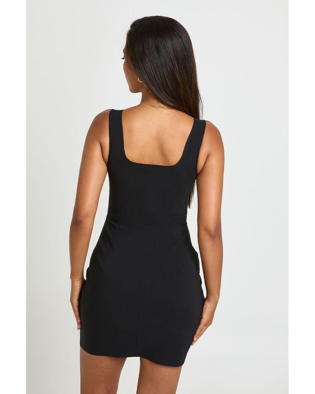 Boohoo Black Bengaline Hook And Eye Mini Dress