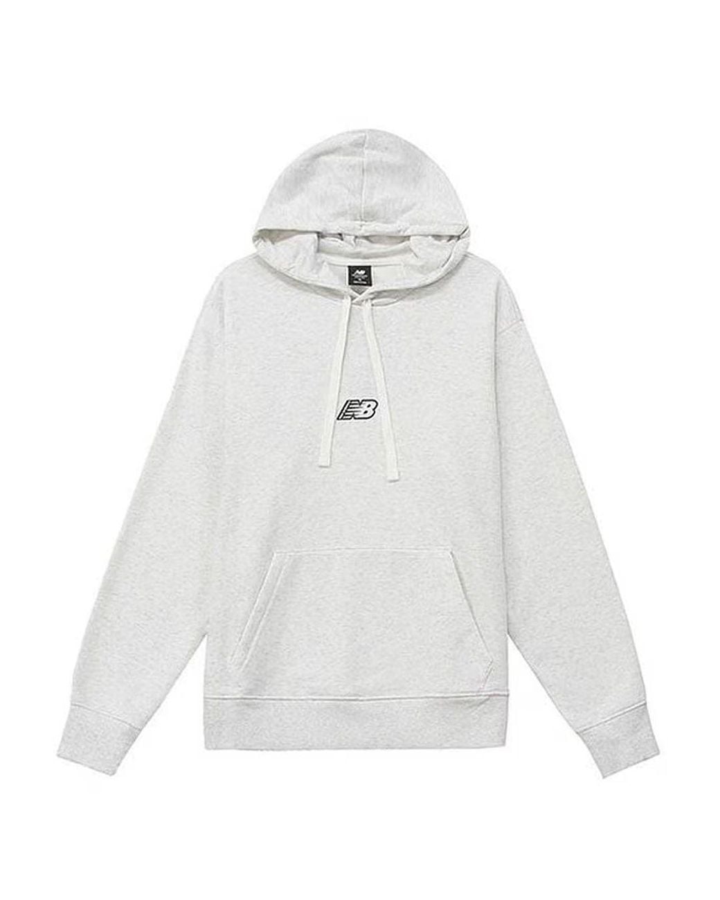 New Balance White Nb Essentials Heather Hoodie for men
