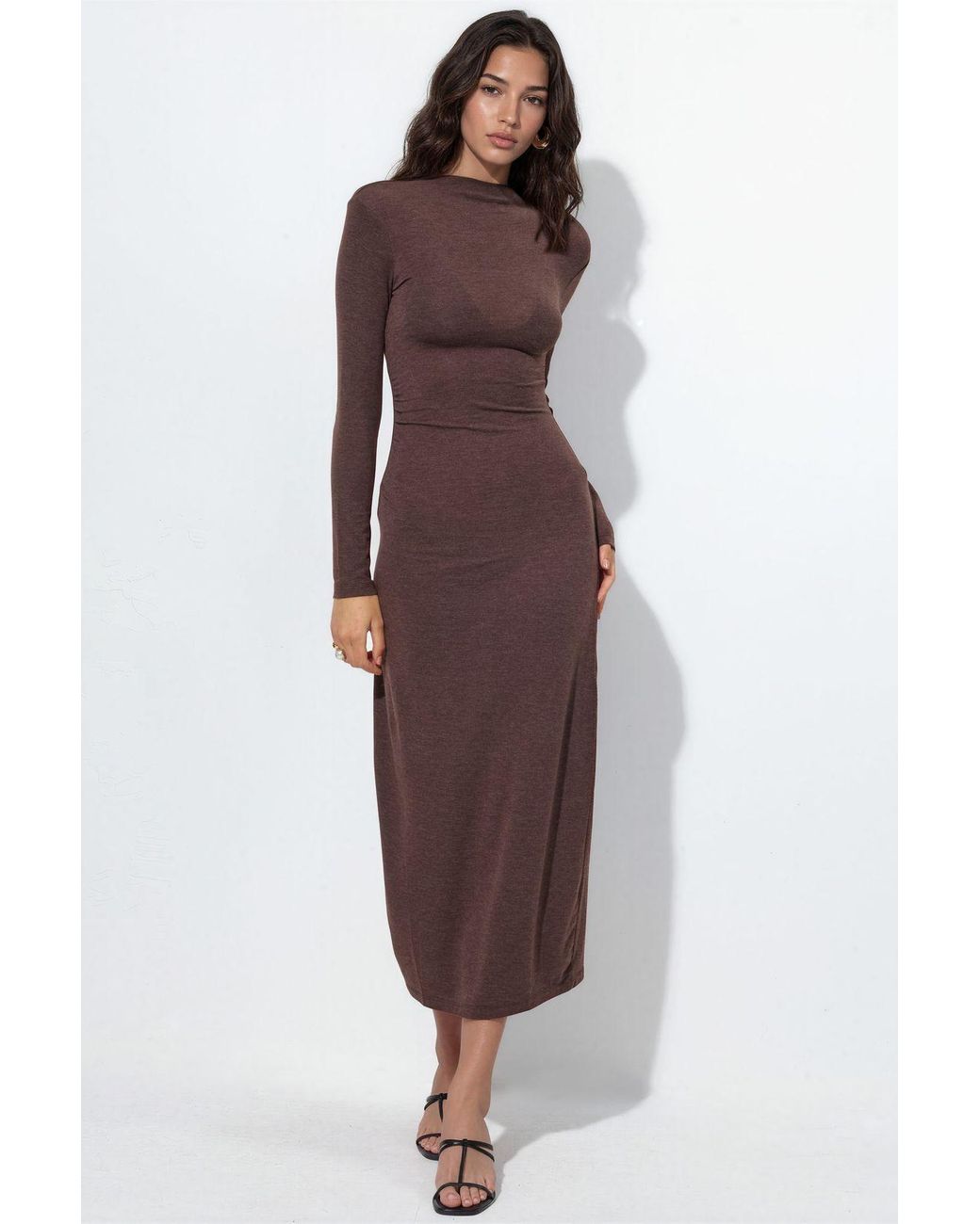 Busem Purple Straight Midi Jersey Dress