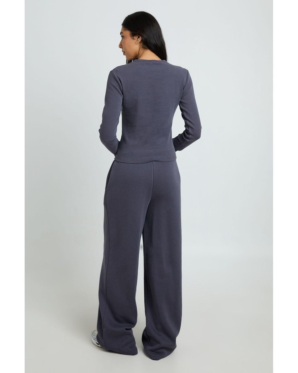 Boohoo Blue Tall Crew Neck Long Sleeve Top And Straight Leg Jogger Tracksuit