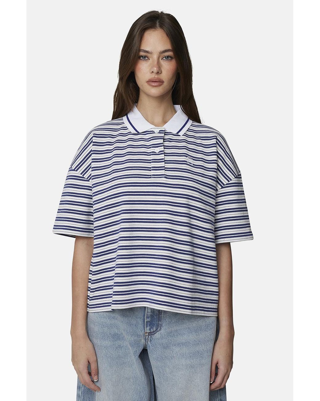 Good For Nothing Blue Oversized Fit Monogram Pique Polo