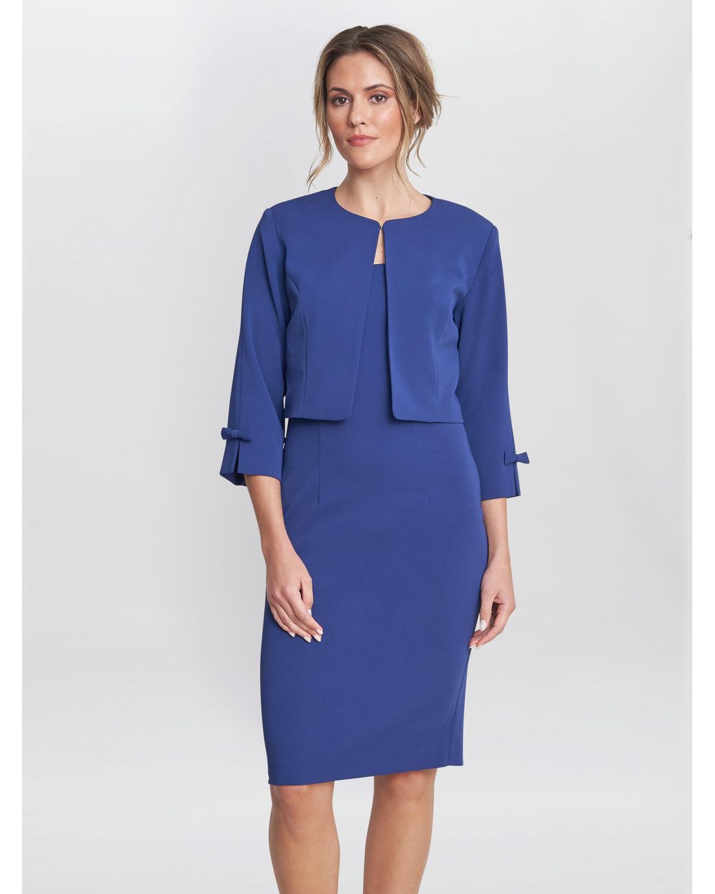 Gina Bacconi Blue Corinne Crepe Dress And Jacket
