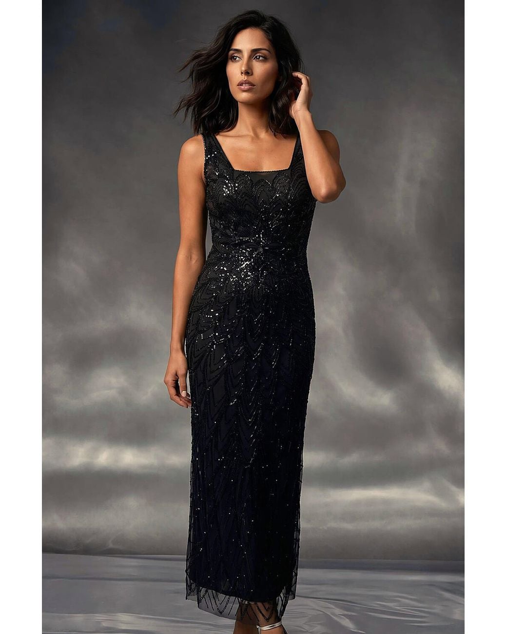 D.u.s.k Black Embellished Maxi Dress
