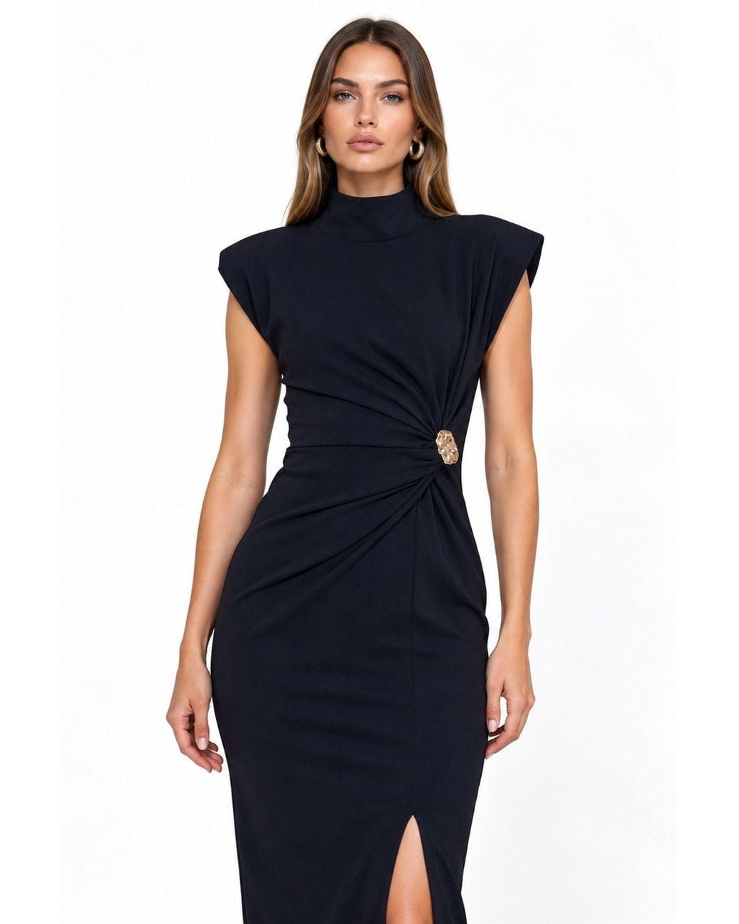 Busem Blue Half Turtleneck Midi Dress