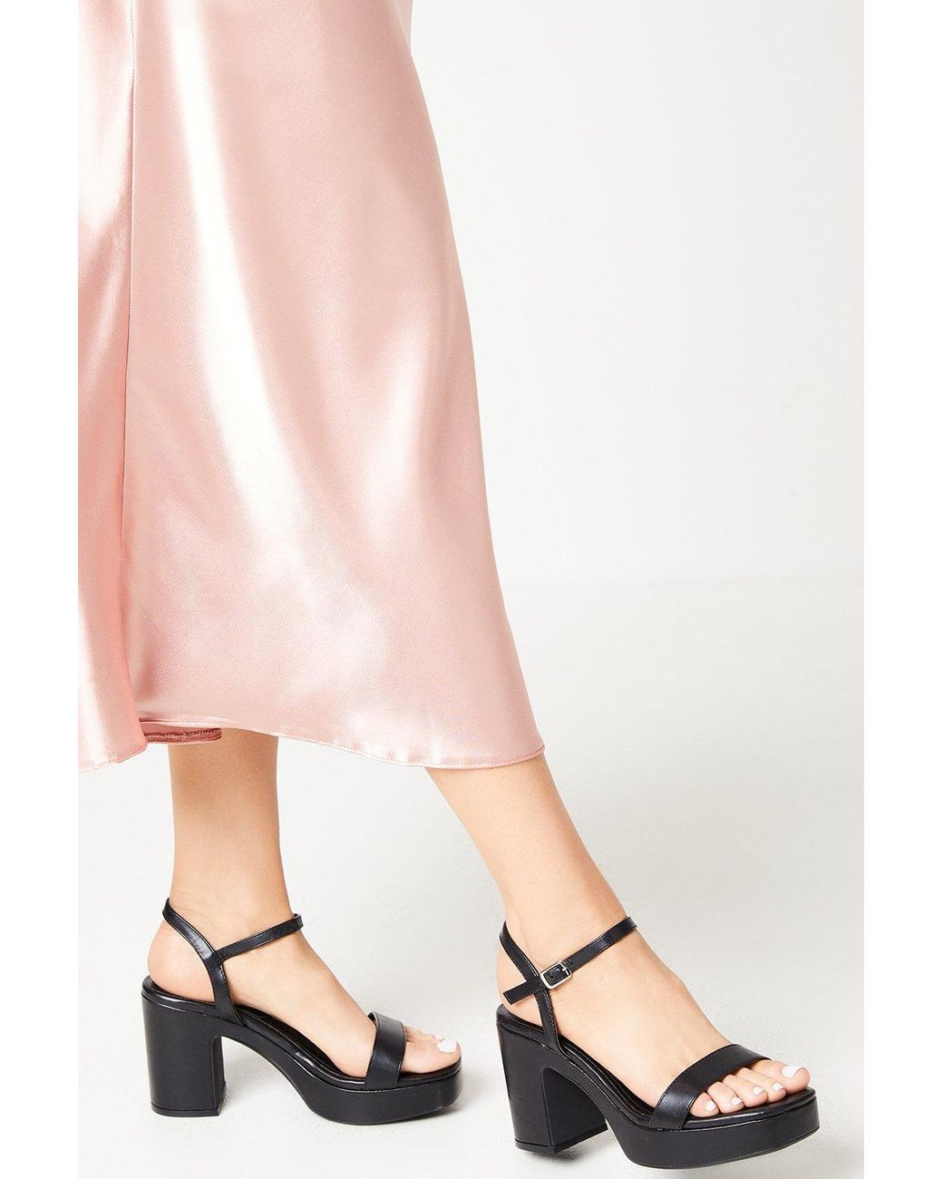 Oasis Pink Maddie Platform High Block Heeled Sandals
