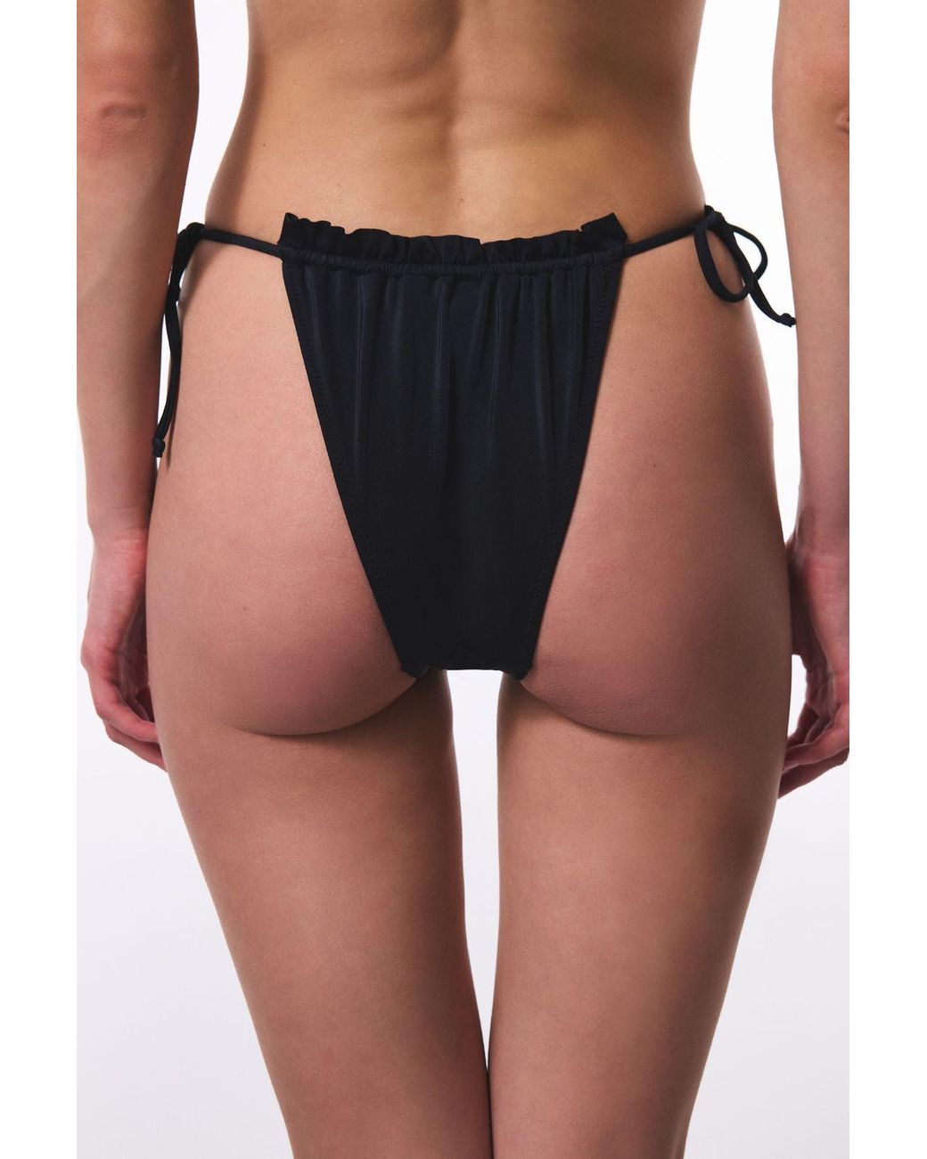 Penti Black Low-Waist Tie-Side Ruffle Bikini Bottoms