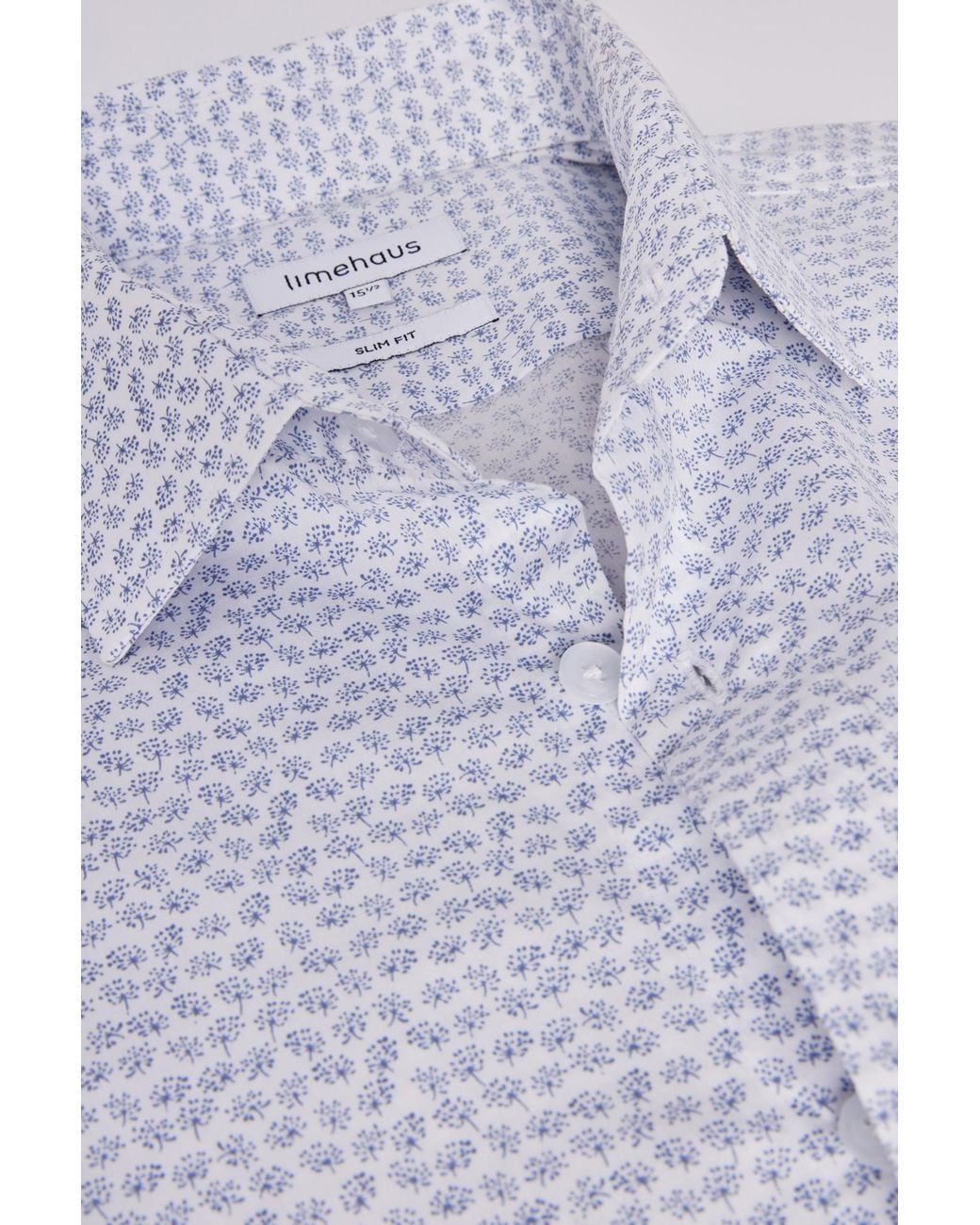 Limehaus White Slim Fit Dandelion Print Shirt for men