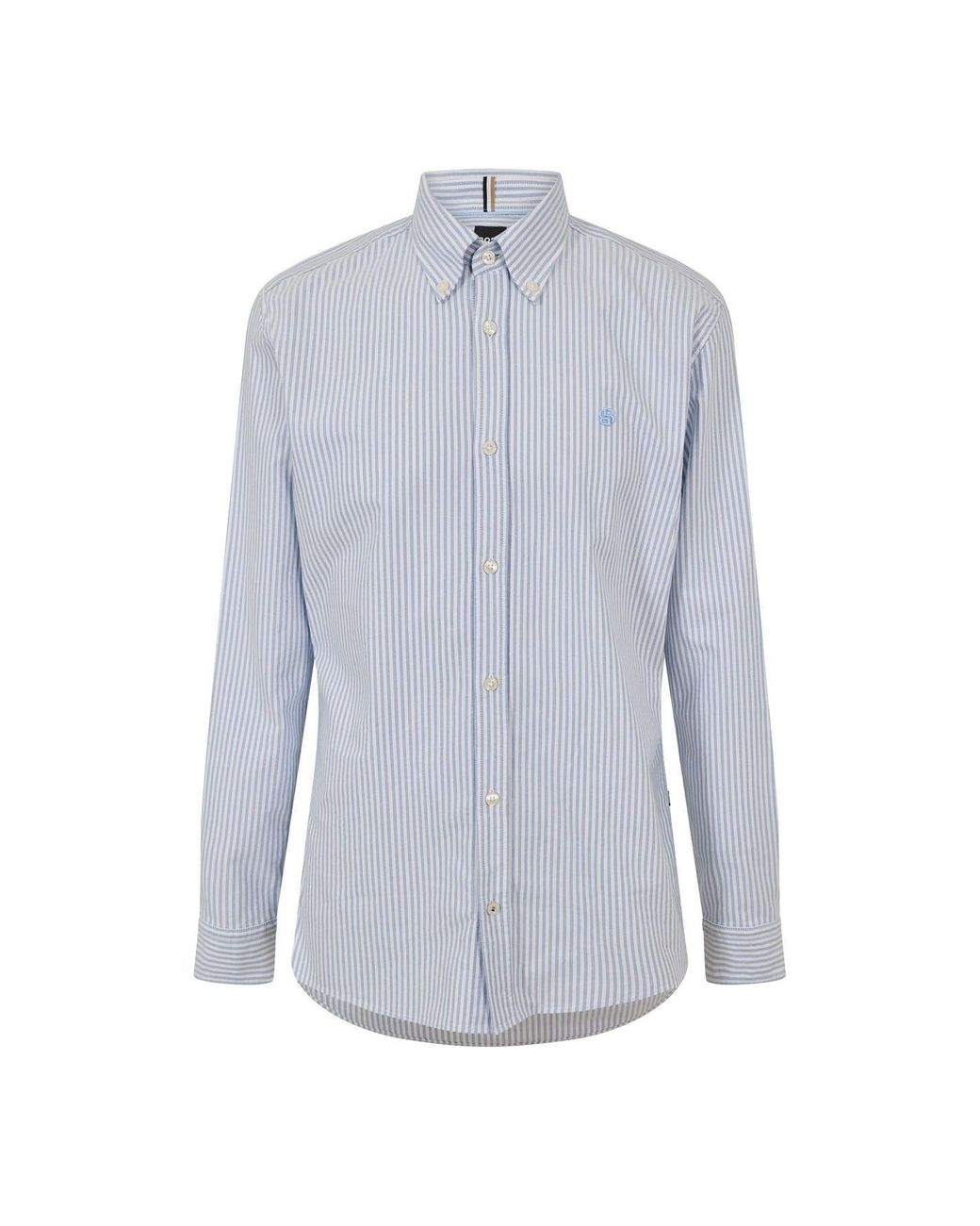 Boss Blue Collared Neck Button Down Long Sleeve Shirt for men