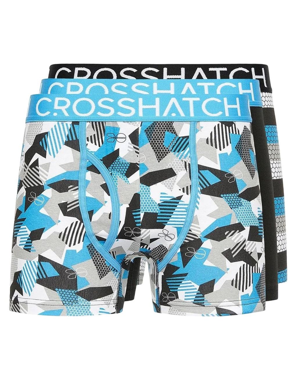 Crosshatch Blue Crystaline Boxer Shorts (Pack Of 3) (Malibu/ for men