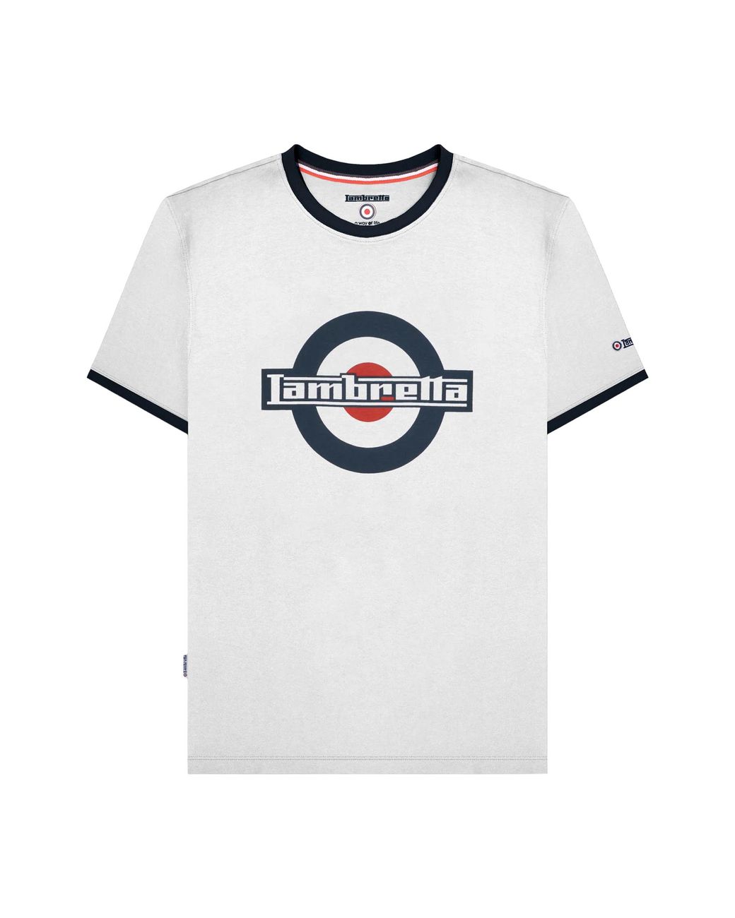 Lambretta White Ss25 Ringer Logo T-Shirt Cotton for men