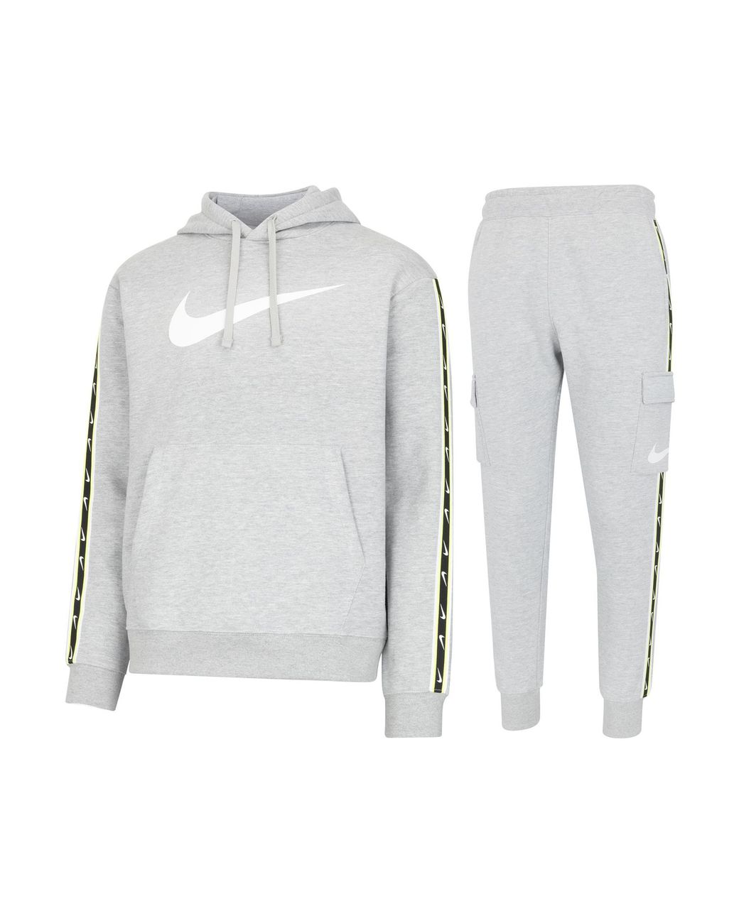 Nike Sportswear Repeat Hooded Fleece Tracksuit Cotton in Grey for