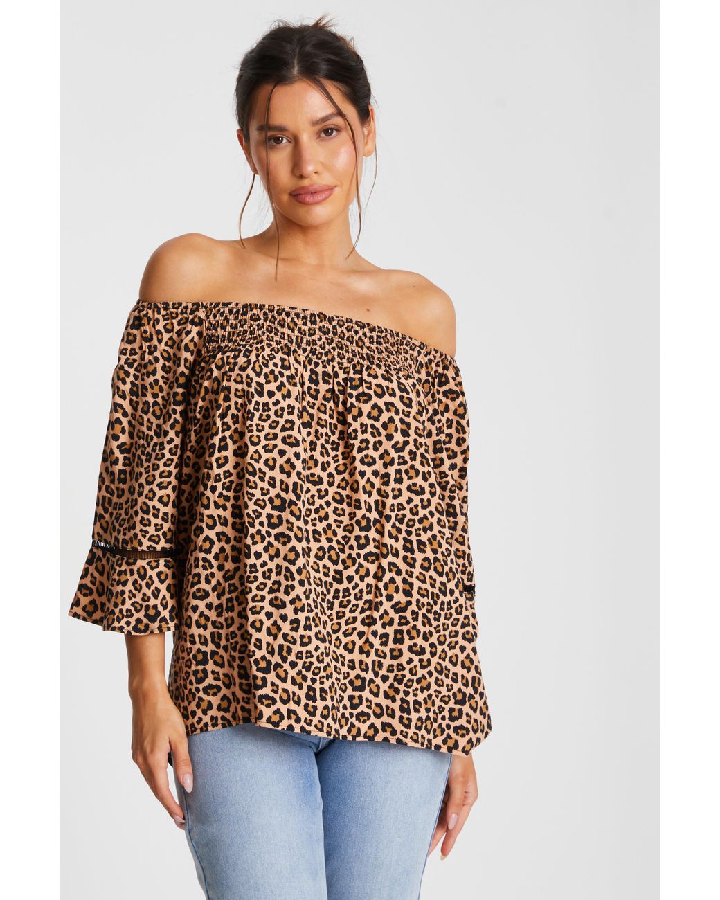 Leopard bardot top hotsell