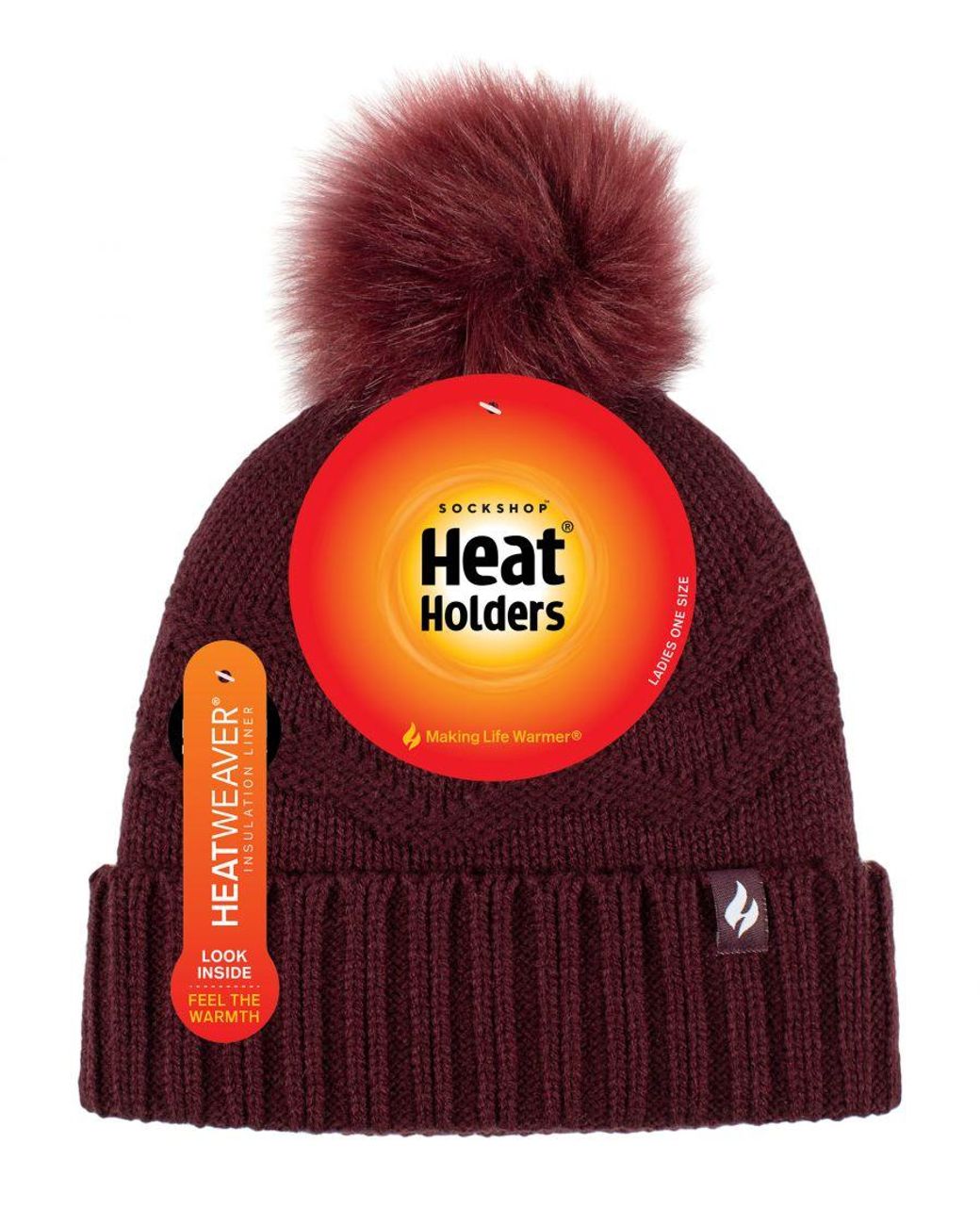 Heat Holders Red Ladies Winter Fur Beanie Hat