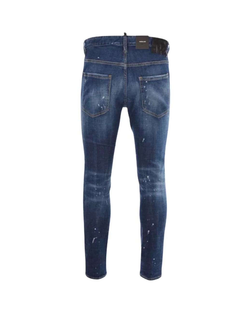 DSquared² Blue Skater Jean Destroyed Reinforced Paint Splash Effect Jeans Cotton for men