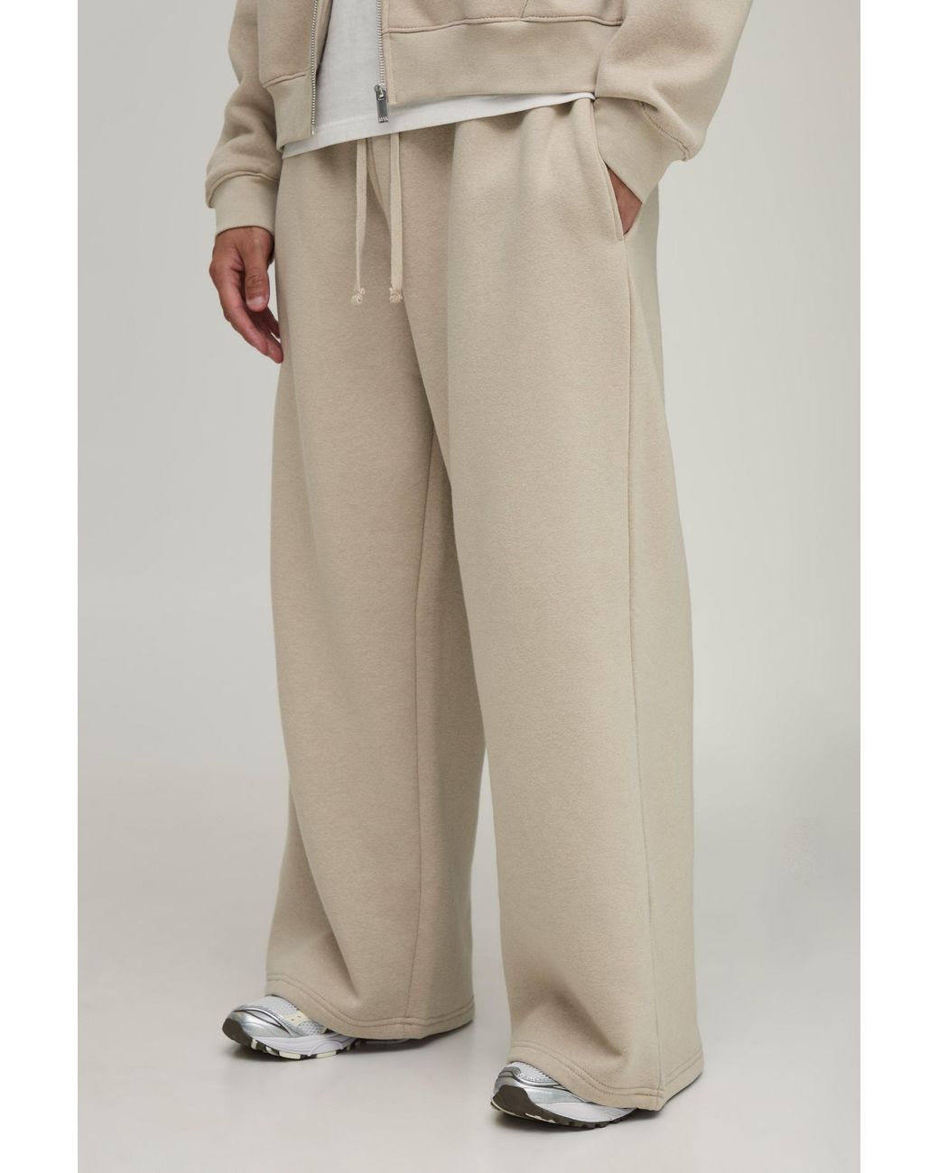 BoohooMAN Natural Essential Wide Leg Jogger for men