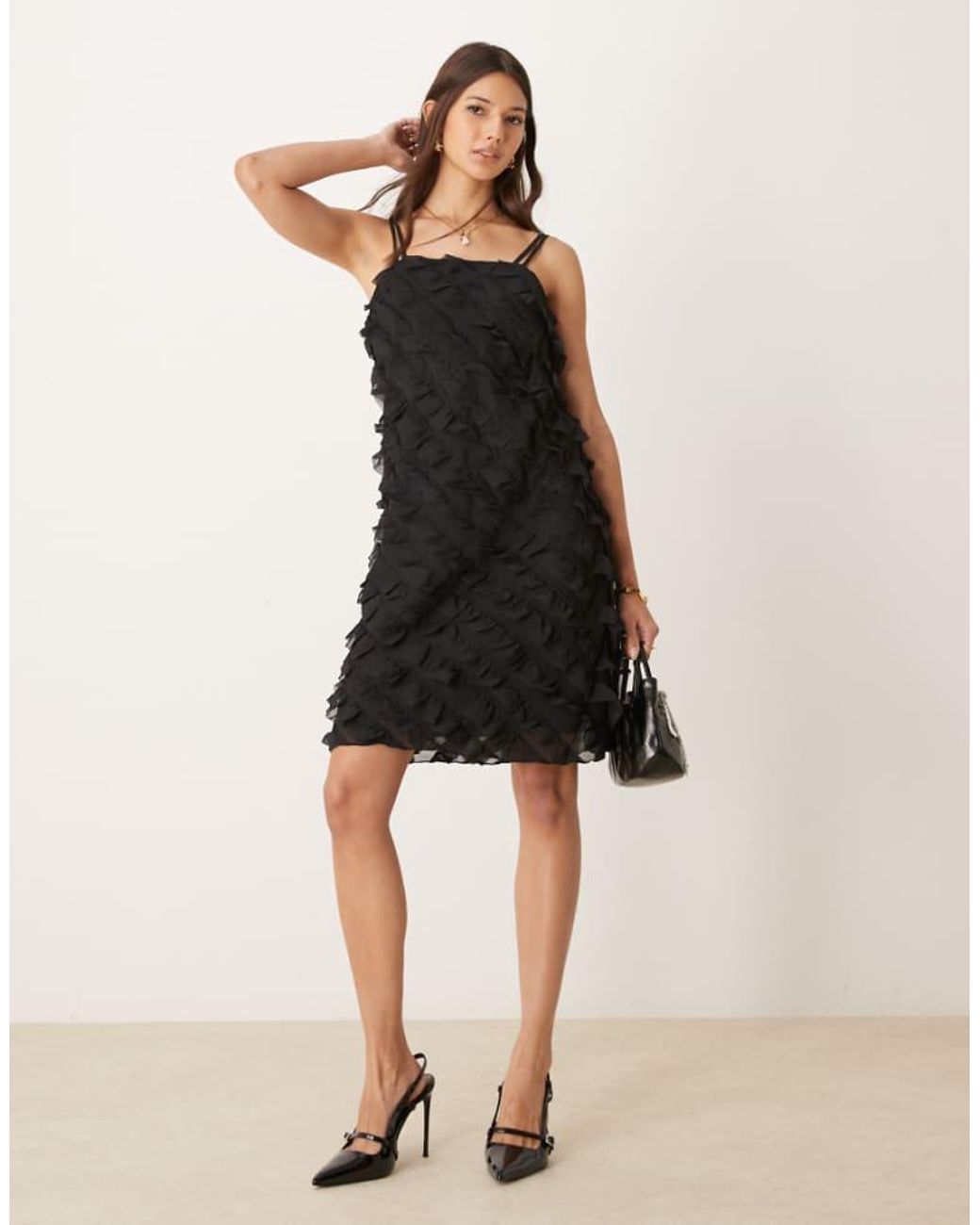 Y.A.S Natural Frill Detail Cami Mini Dress