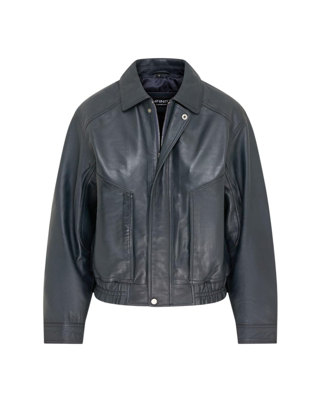 Infinity Leather Black Biker Blouson Bomber Oversized Jacket