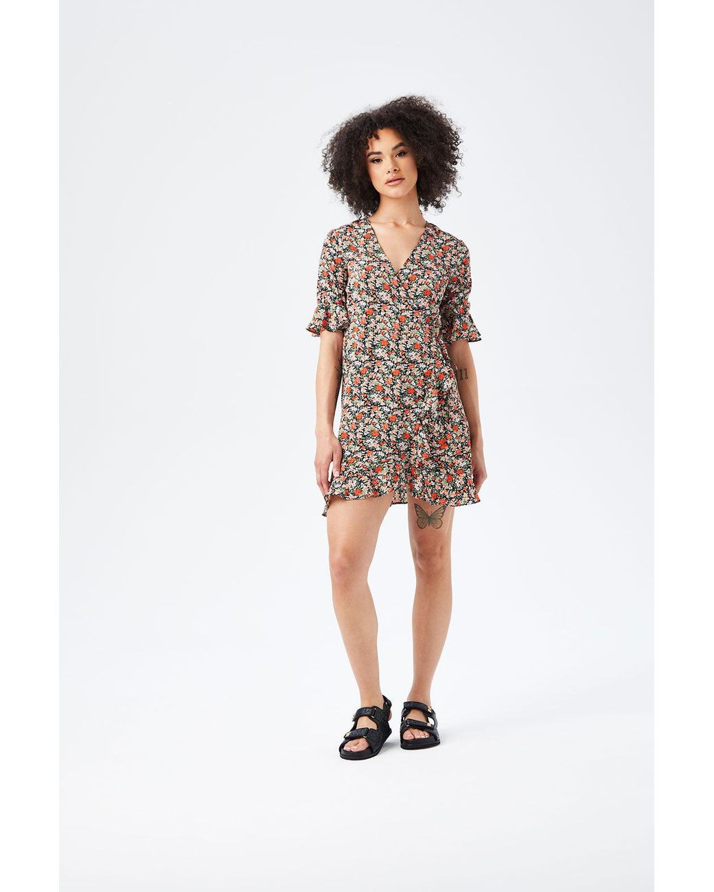 Urban Bliss White Floral Wrap Dress