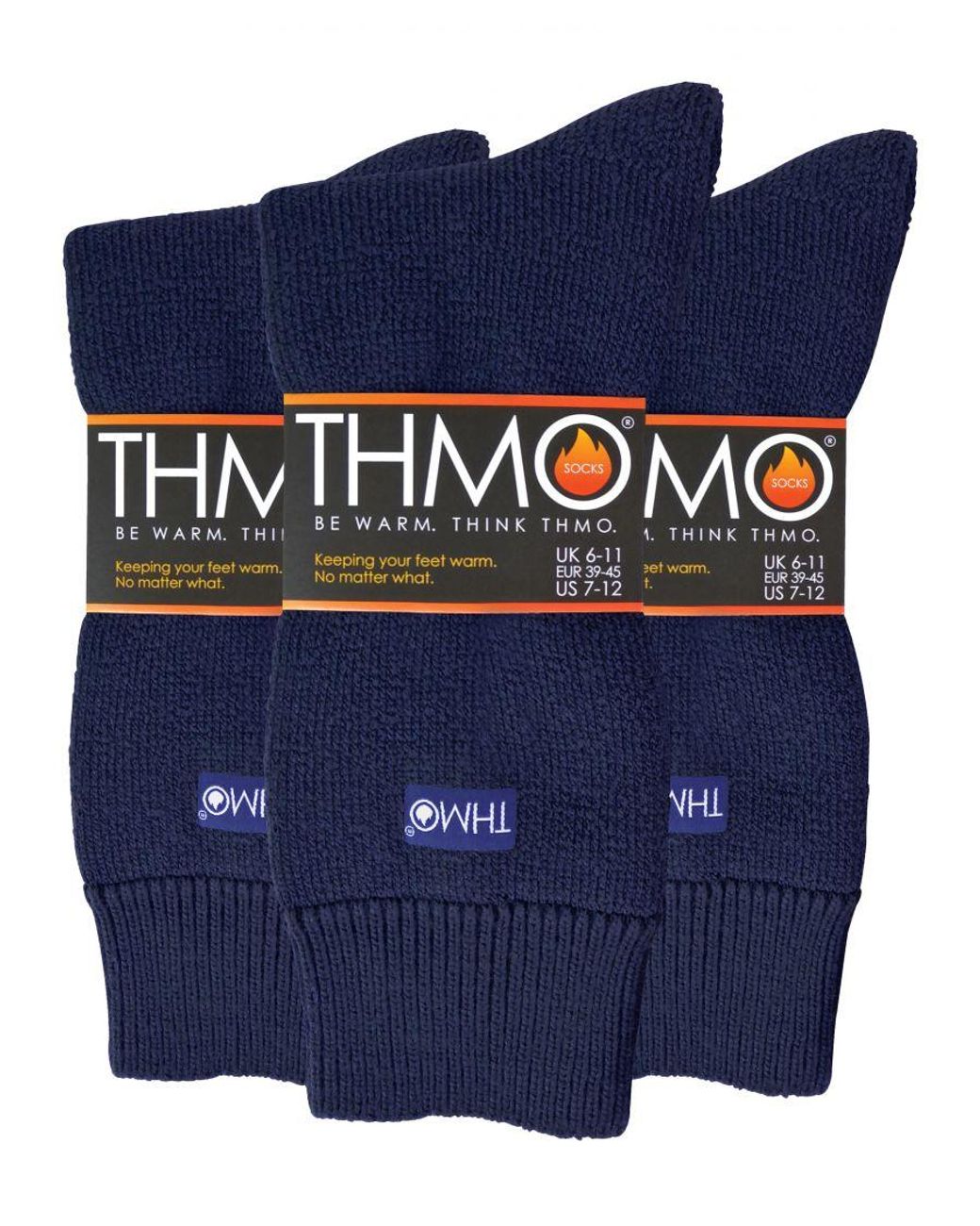THMO Blue 3 Pairs Fleece Lined Slipper Socks With Grippers for men