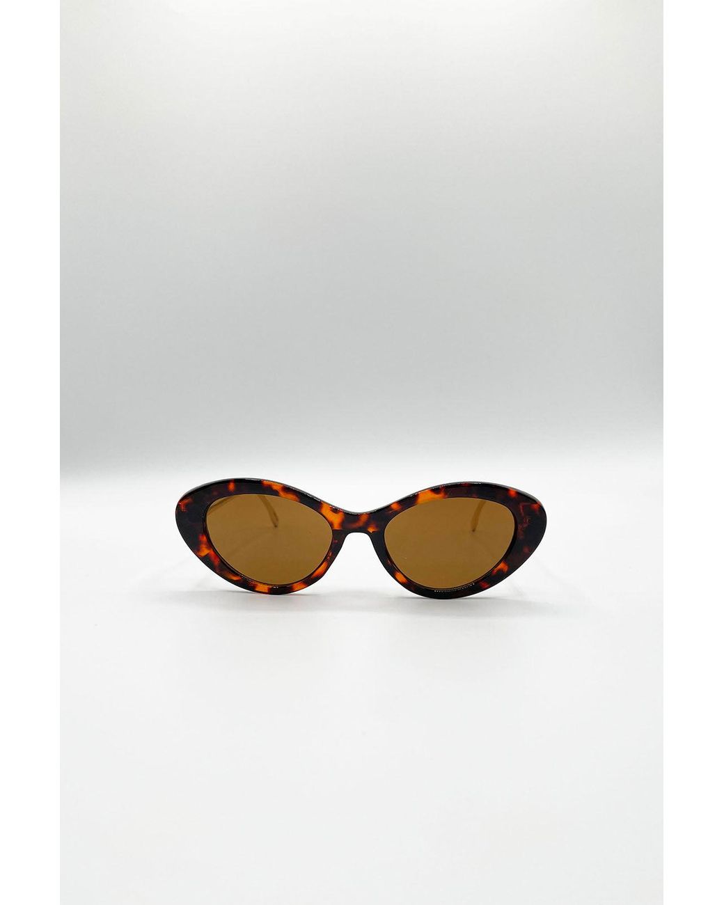 SVNX Brown Cat Eye Metal Side Detail Sunglasses