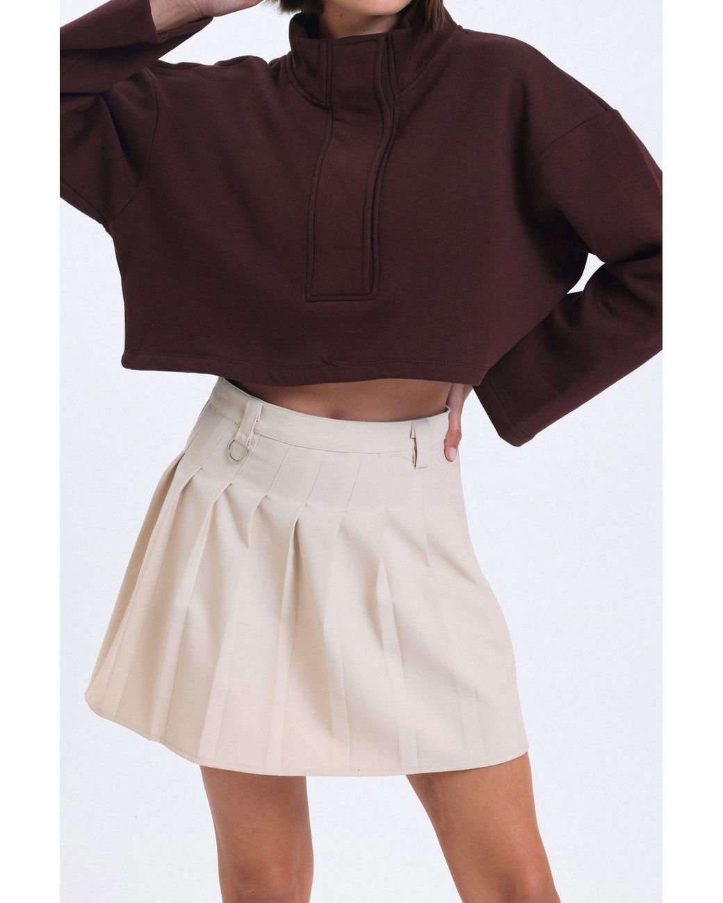 Hiccup Red Stand Collar Oversized Sweatshirt With A Neck Detail