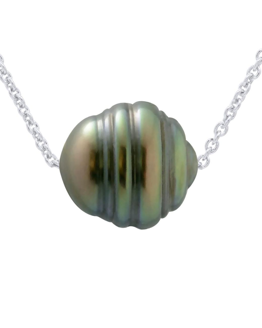 Ateliers Saint Germain Green Necklace Real Cultured Tahiti Pearl Circled 10-11 Mm