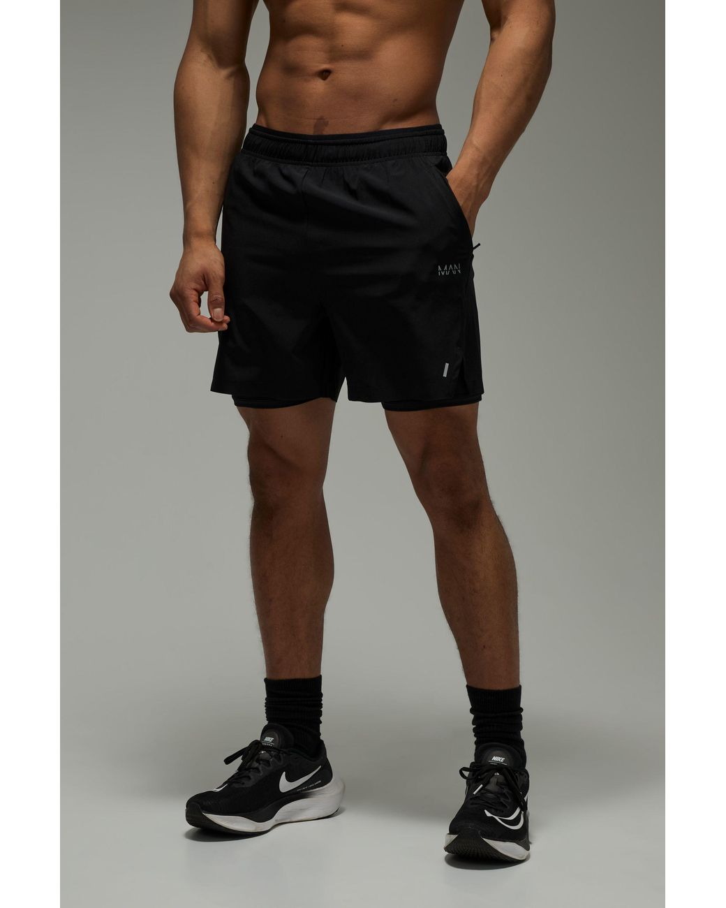 BoohooMAN Black Active Perforated 2 for men