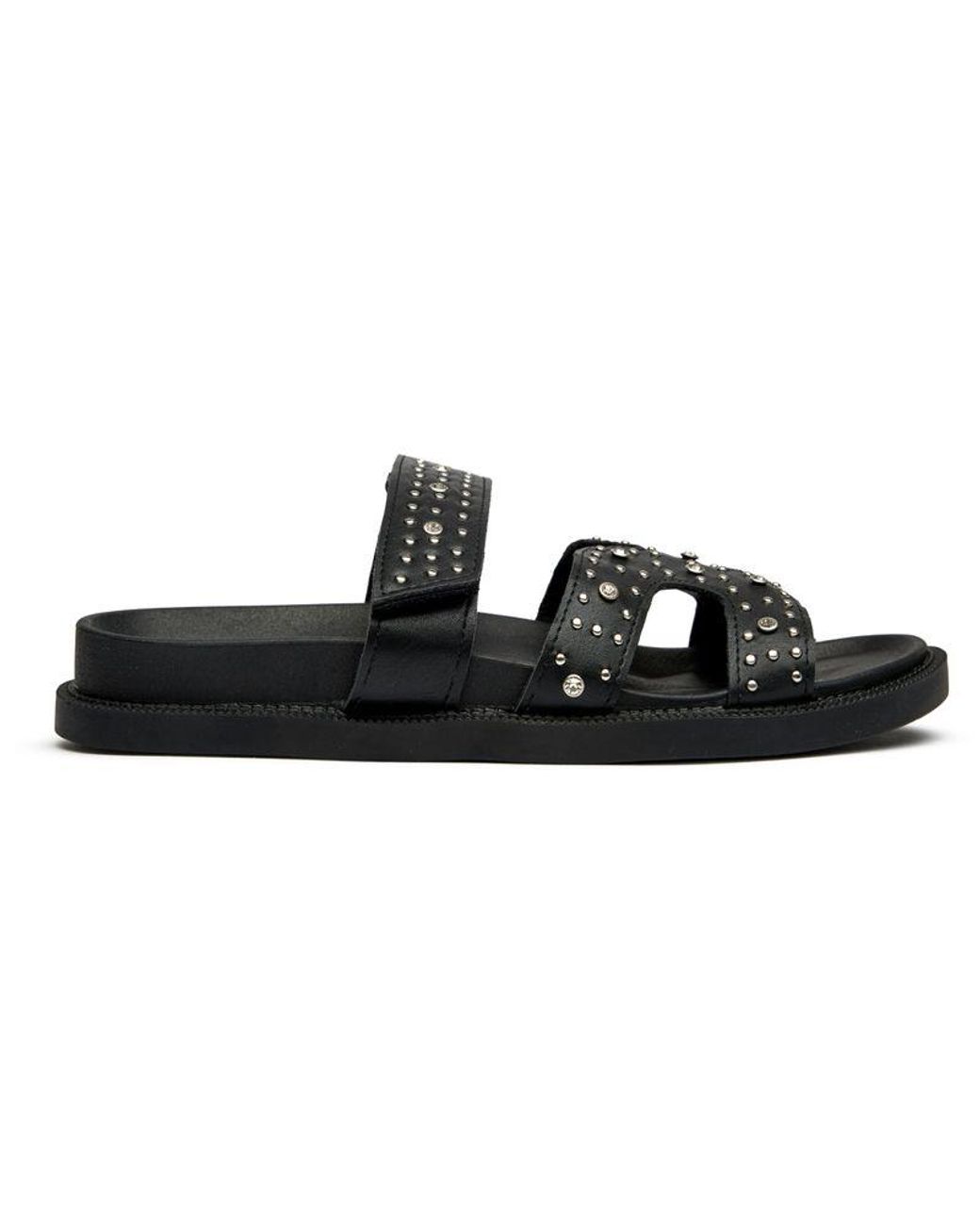 SOLESISTER Black Hope Stud Footbed Sandals