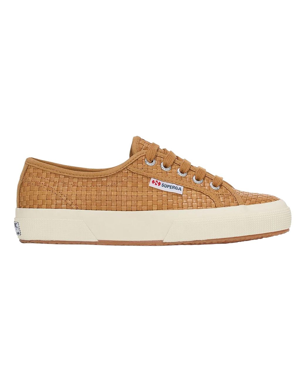 Superga Natural Ladies 2750 Woven Leather Trainers /Off)