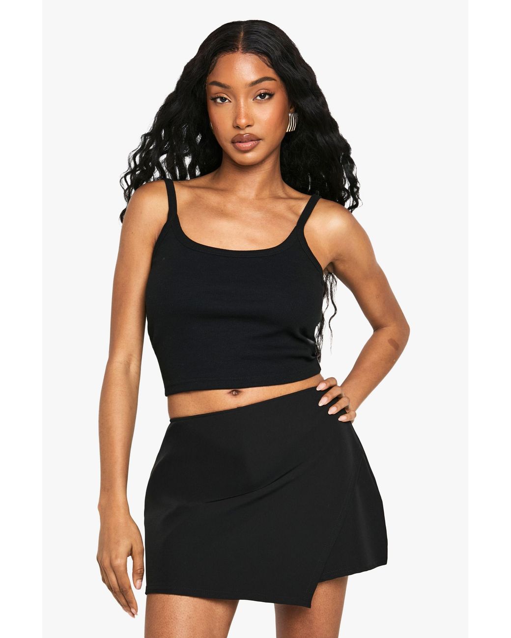 Boohoo Black Asymmetric Mini Skort