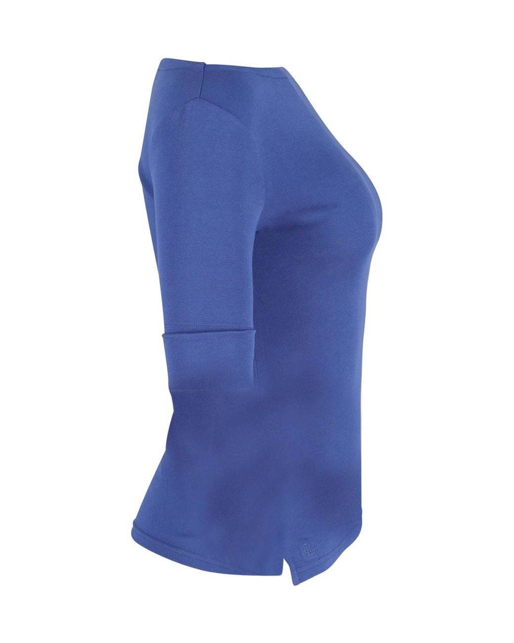 Ralph Lauren Blue Boat Neck Top With Cotton