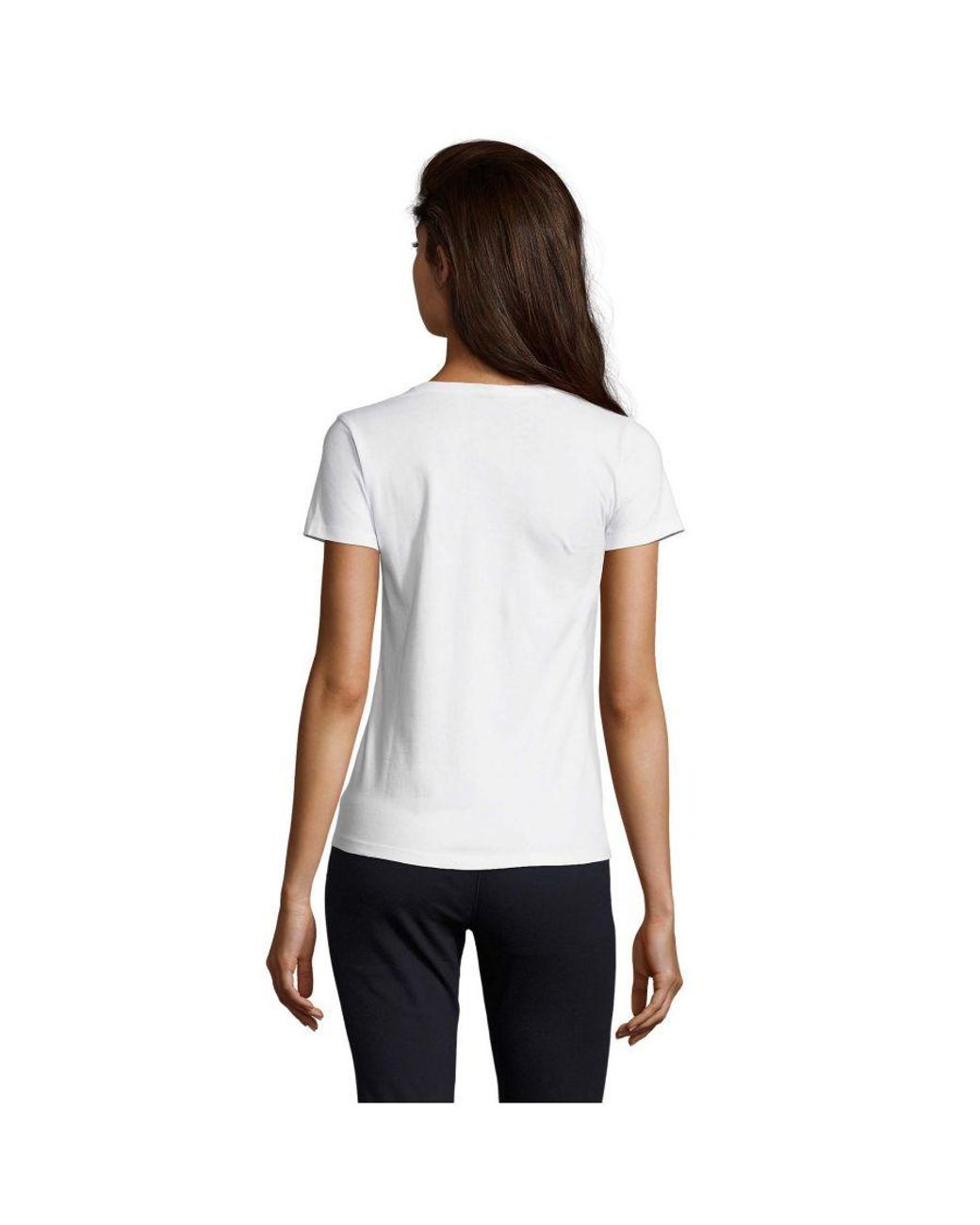 Sol's White Ladies Imperial V Neck T-Shirt