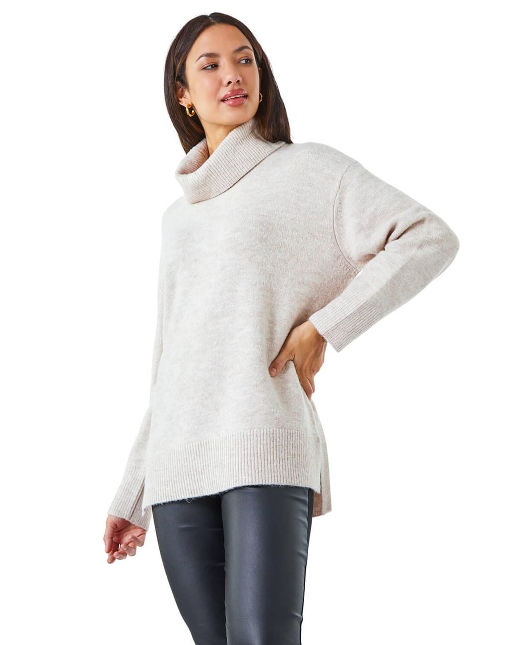 Roman White Roll Neck Knit Jumper