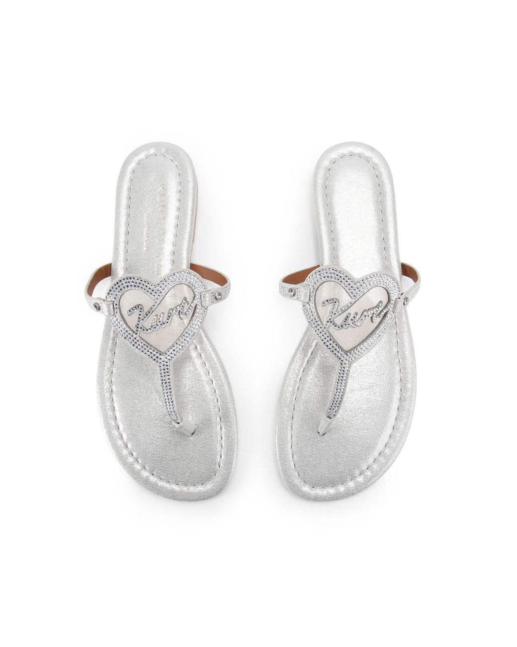 Kurt Geiger White Heart T Bar Flat Sandals