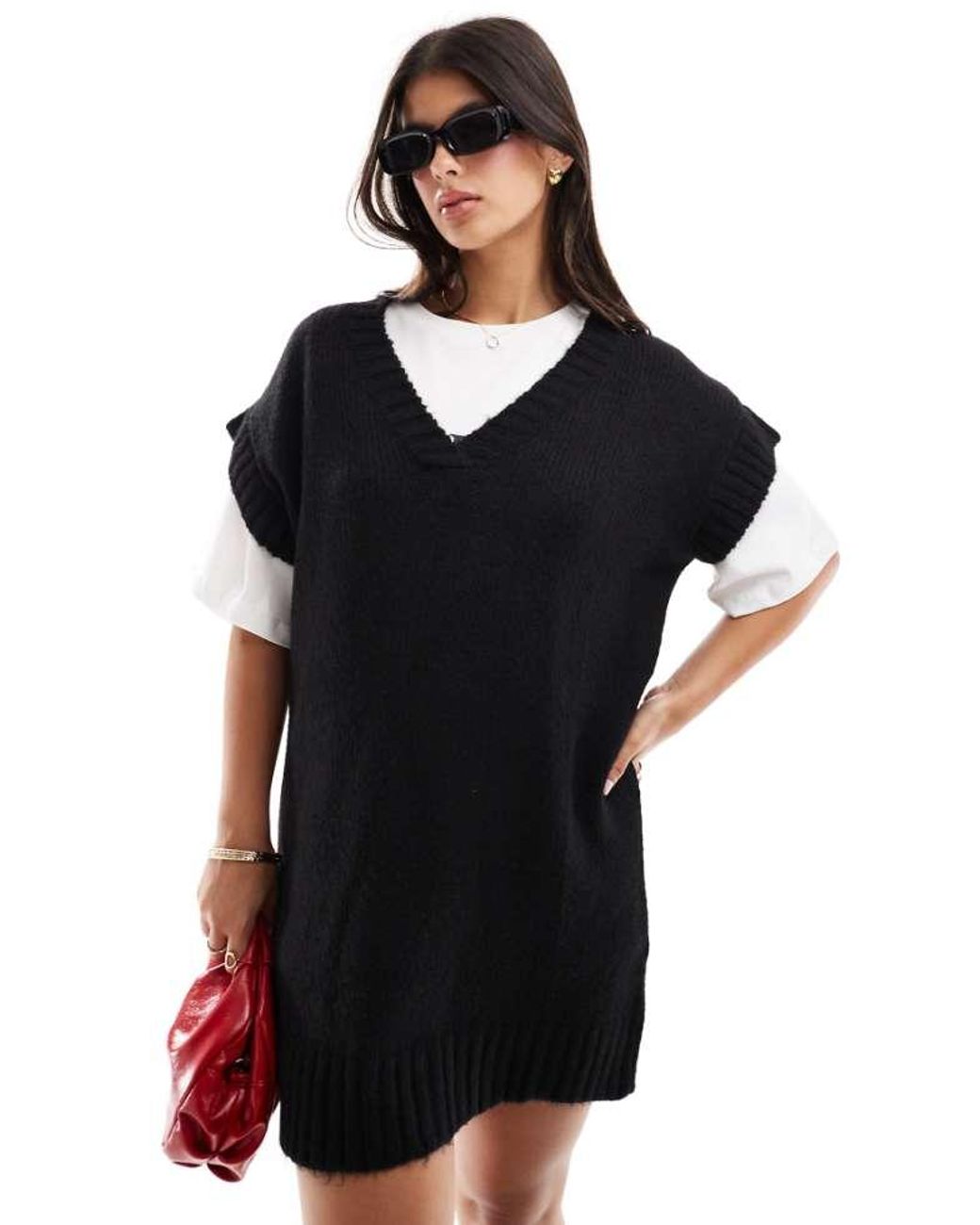 Miss Selfridge Black Knitted Vest Mini Dress