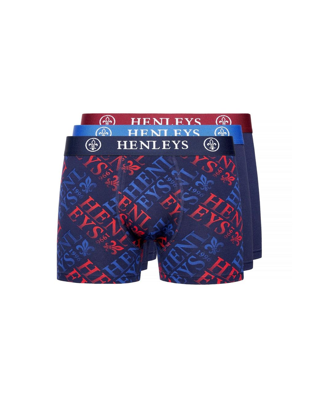 Henleys Blue Rutlers Assorted Designs Boxer Shorts (Pack Of 3) (Multicoloured) for men