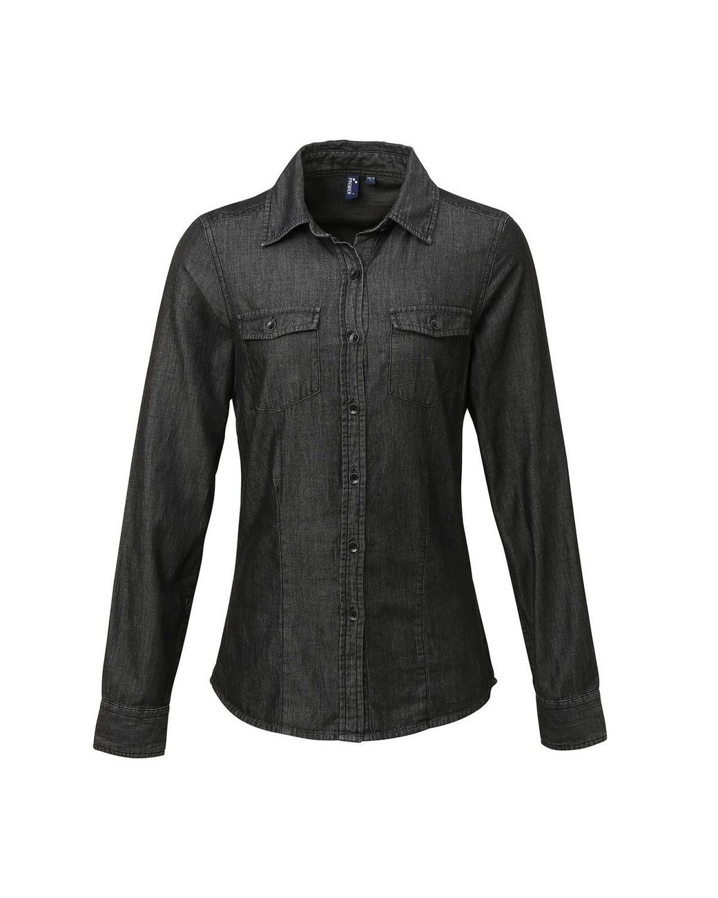 PREMIER Black Ladies Stitch Shirt Denim) Cotton