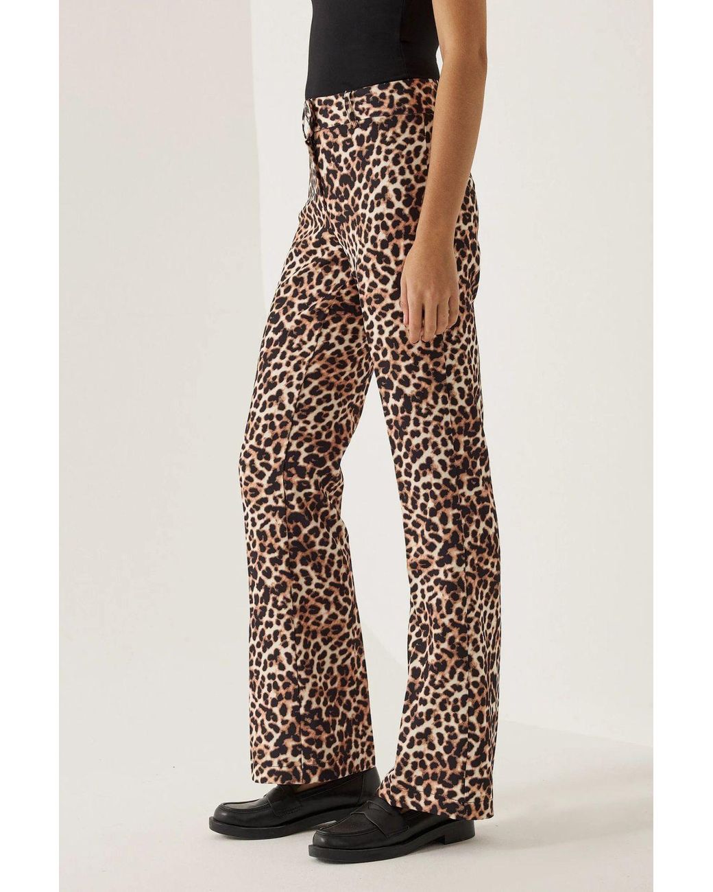 Hiccup Natural Leopard Print Flare Pants