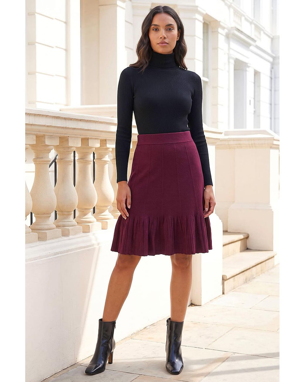 Roman Purple A-Line Knit Skater Skirt