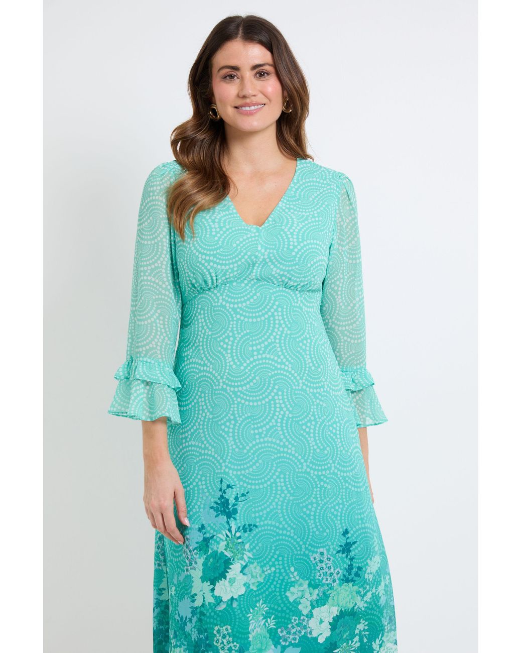 Wallis Blue Flute Sleeve Midi Dress