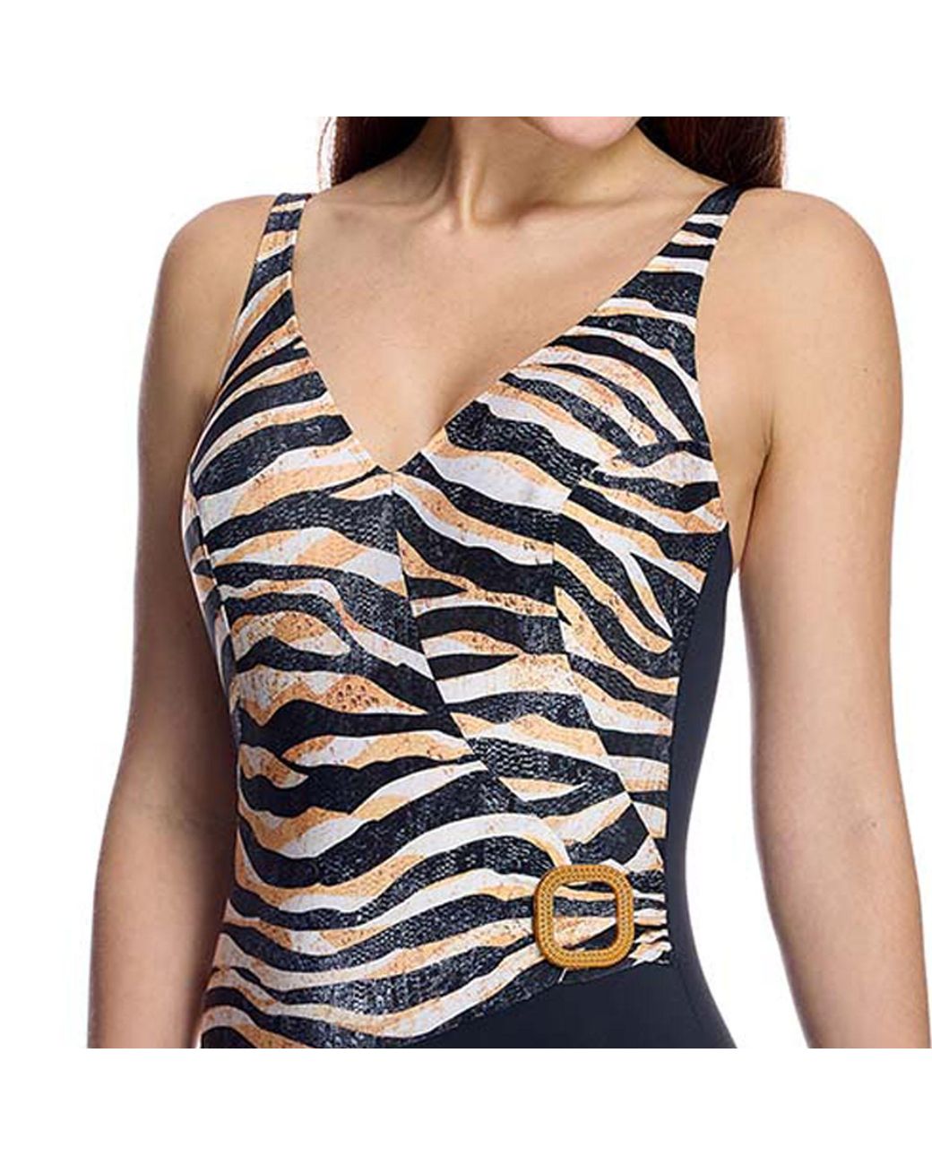 Ory Blue Swimsuit V-Neck Bathing Suit W260970