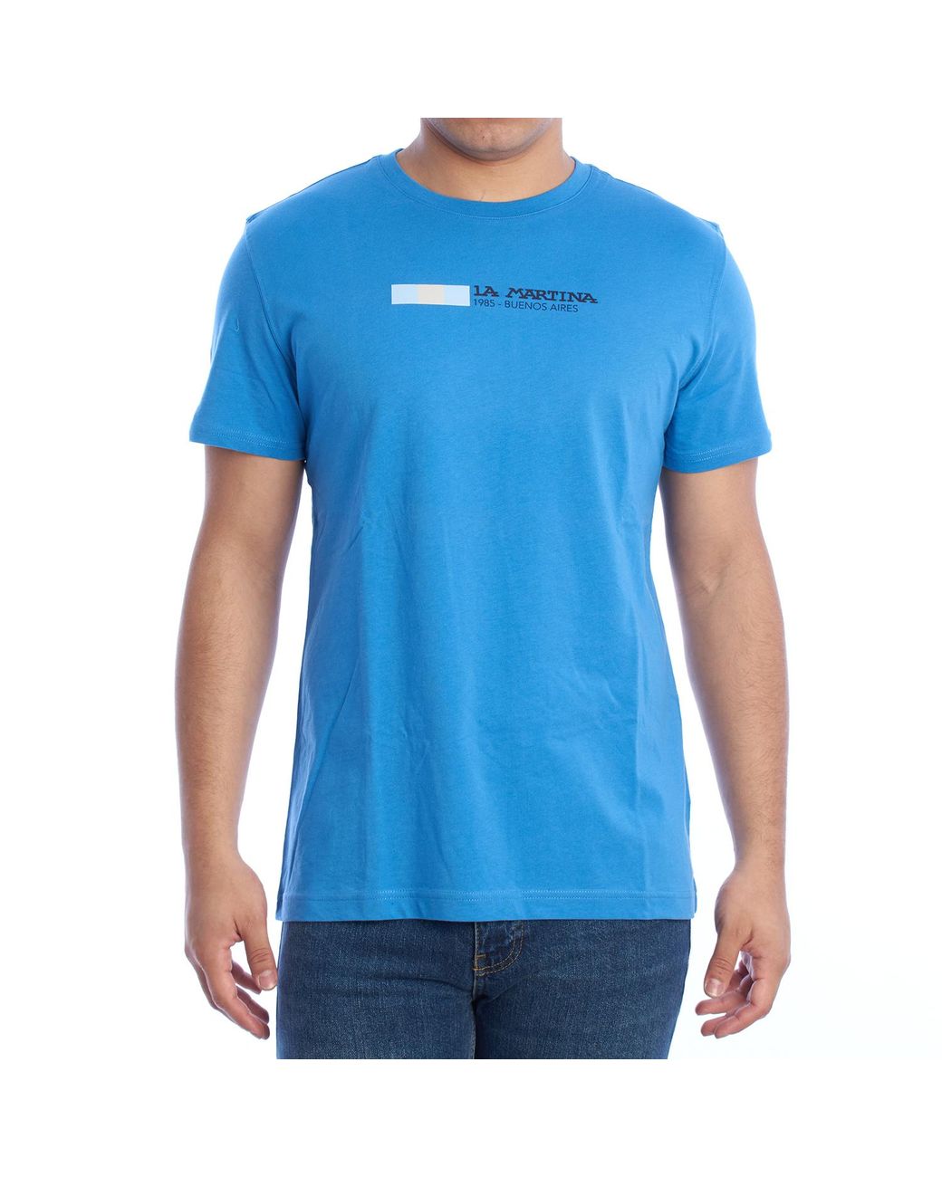 La Martina Blue Ymr314-Js206 Regular Fit Short Sleeve T-Shirt for men