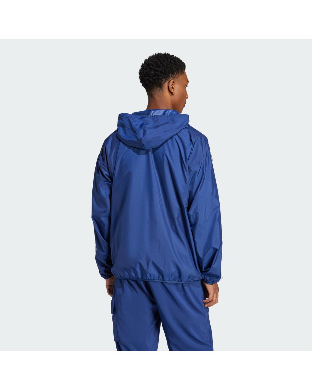 Adidas Blue Essentials 3-Stripes Windbreaker for men
