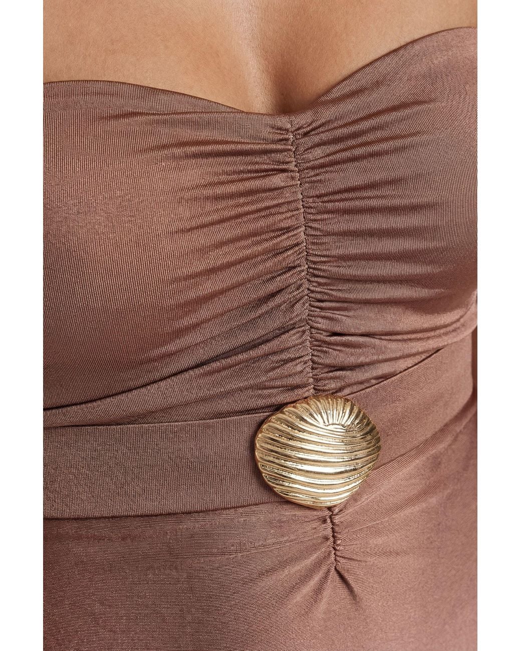 Karen Millen Multicolor Metallic Belt Detail Bandeau Swimsuit
