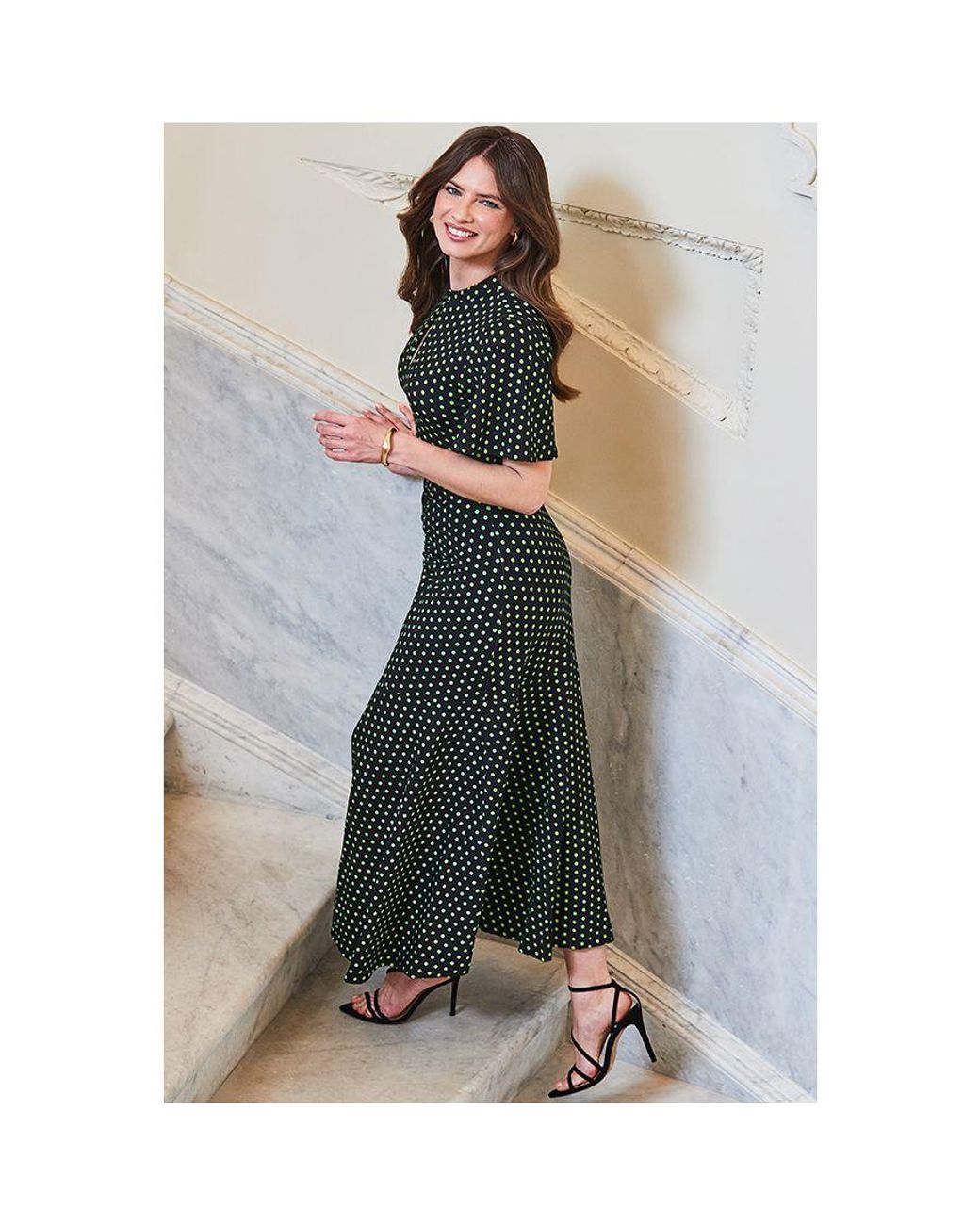 Sosandar Black Spot Print Keyhole Detail Jersey Dress