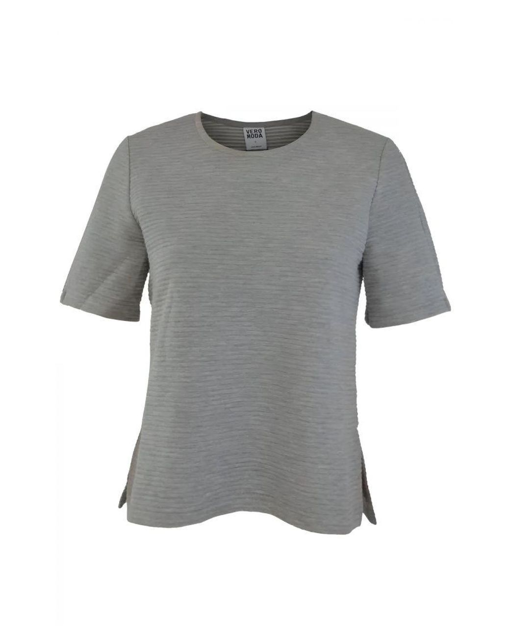 Secret Label Gray Zip Shoulder Ribbed T Shirt Cotton