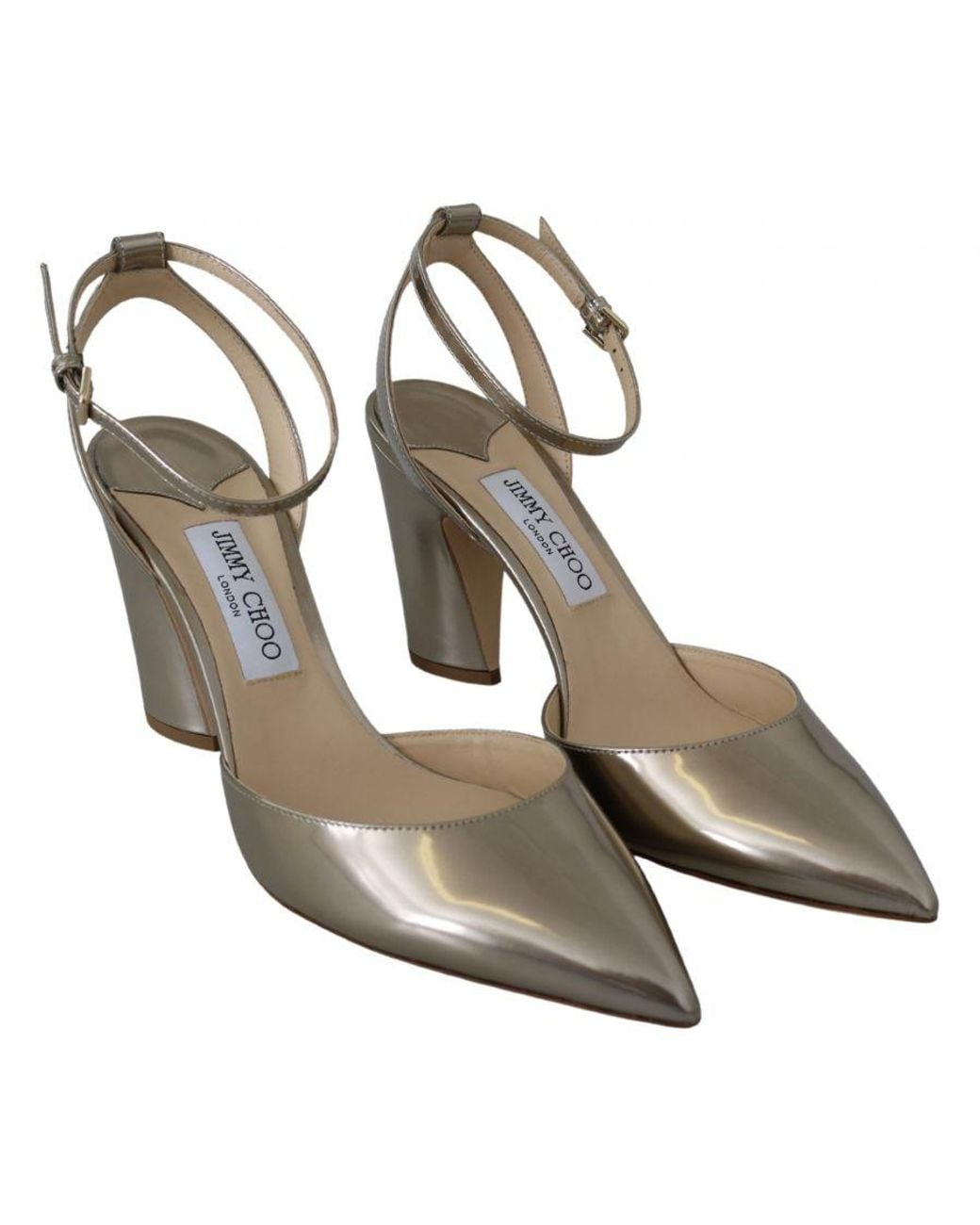 Jimmy Choo Metallic Micky 85 Gold Mary Jane Leather